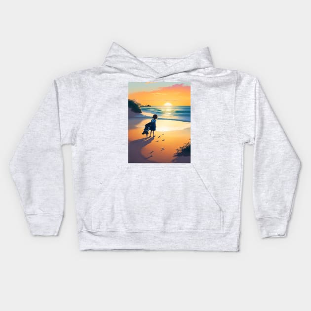 Two sisters on the beach Kids Hoodie by MeriemBz